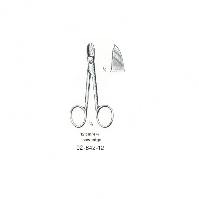 Ligature Scissors, 12 cm - Saw Edge